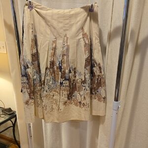 Talbots Beige Cityscape A-Line Skirt